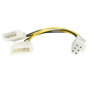 StarTech.com Cable Adaptador de Alimentación de 2x LP4 a PCI Express de 6 Pines para Tarjeta Gráfica de 15 cm
