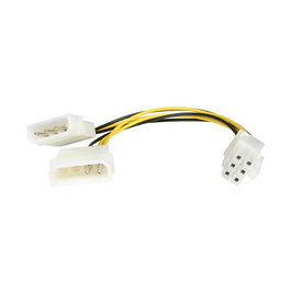 StarTech.com Cable Adaptador de Alimentación LP4 a PCI Express 6 Pines para Tarjeta Gráfica - 15 cm, Negro/Blanco/Amarillo