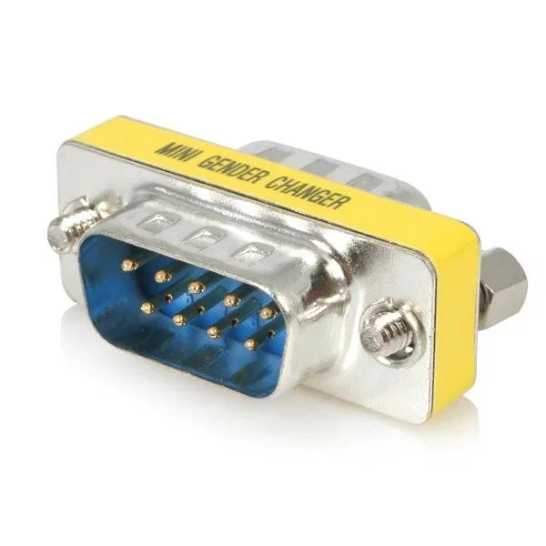 Startech GC9SM - Cambiador de género DB9 de 9 pines, Conector DB9M Macho a DB9M Macho, Plata, Adaptador de puerto serie