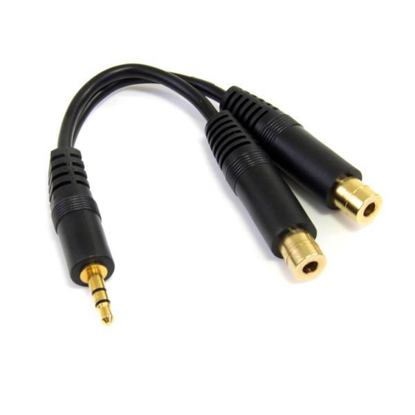 Startech Adaptador Separador de Audio Estéreo 3.5 mm Macho a 2 Hembra 15 cm Cable Chapado en Oro para Auriculares o Altavoces MU1MMS PCISOUND4CH