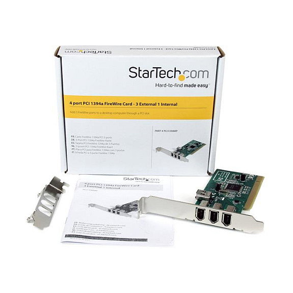 StarTech.com Tarjeta Adaptadora FireWire 400 PCI 4 Puertos IEEE 1394a 3 Externos 1 Interno
