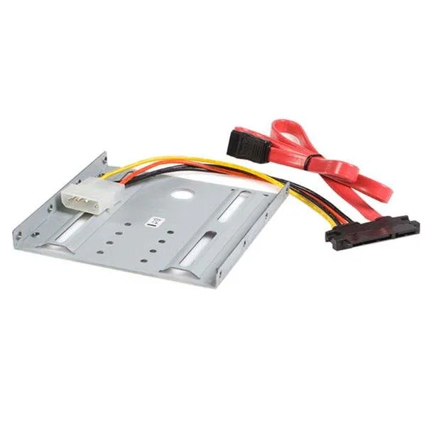 StarTech BRACKET25SAT - Kit de Montaje Aluminio para HDD/SSD SATA 2.5" a Bahía 3.5", Incluye Cable de Datos y de Alimentación