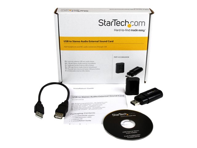 StarTech.com Tarjeta de Sonido Externa Estéreo USB 2.0 Adaptador ICUSBAUDIOB para Windows, Mac, Linux - Negro