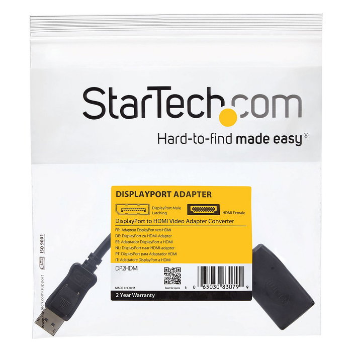 StarTech Adaptador de Vídeo DisplayPort a HDMI 24 cm Negro