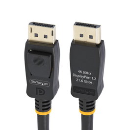 StarTech.com DISPLPORT6L Cable DisplayPort 1.2 4K 60Hz 3840x2400, 21.6 Gbps, Macho a Macho con Bloqueo, 1.8m, Negro, Audio Multicanal, Compatible con 3D, HBR2