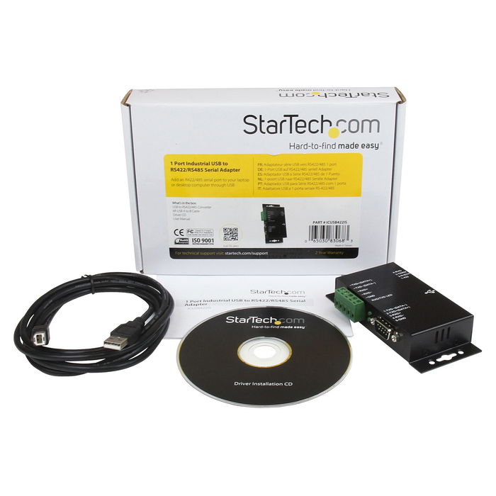 StarTech USB 2.0 a Serial Adapter - USB a RS422/485 Convertidor de Interfaz Industrial con Aislamiento para Montaje en Pared StarTech USB 2.0 a Serial Adapter - USB a RS422/485 Convertidor de Interfaz Industrial con Aislamiento para Montaje en Pared