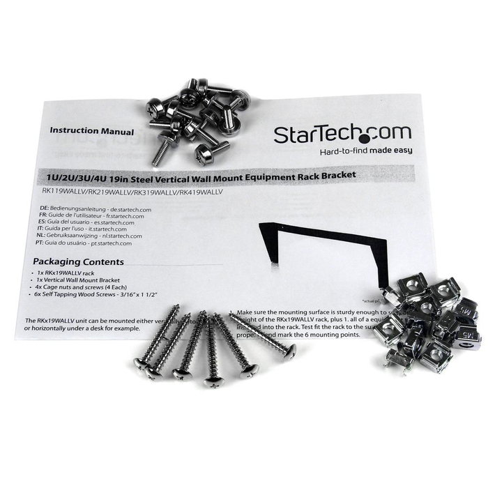 StarTech.com Soporte Rack Vertical de Pared 4U 19 Pulgadas RK419WALLV