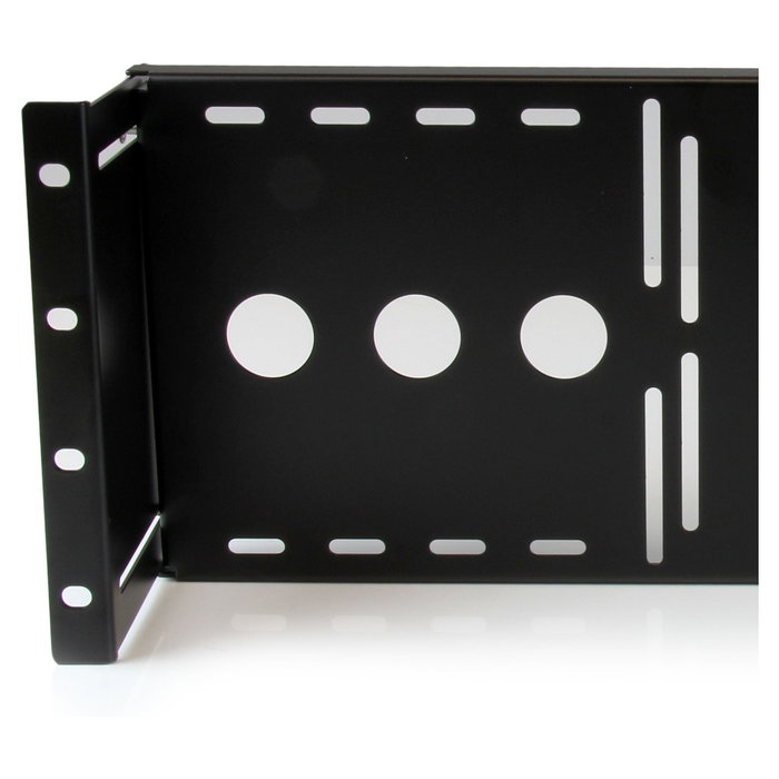 StarTech.com Soporte de montaje VESA LCD para rack de 19 pulgadas (4U) - Bracket monitor servidor, acero negro, 1.7 kg