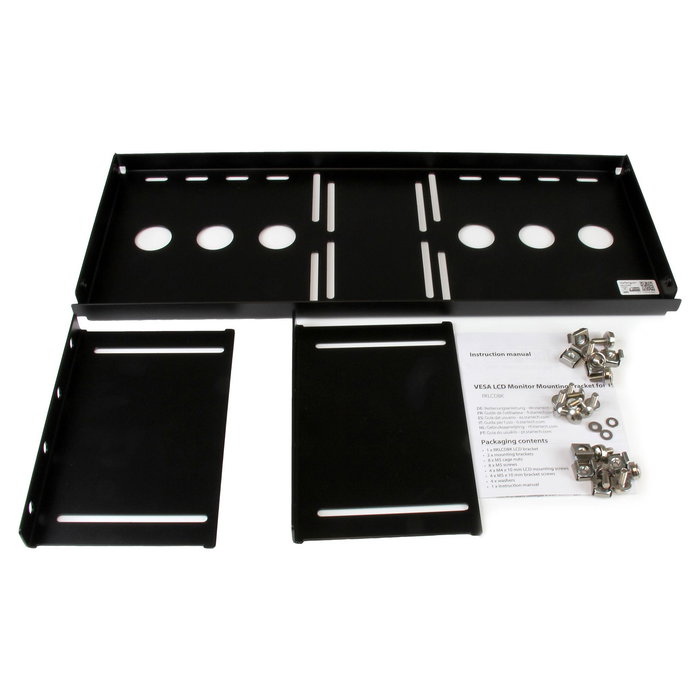 StarTech.com Soporte de montaje VESA LCD para rack de 19 pulgadas (4U) - Bracket monitor servidor, acero negro, 1.7 kg