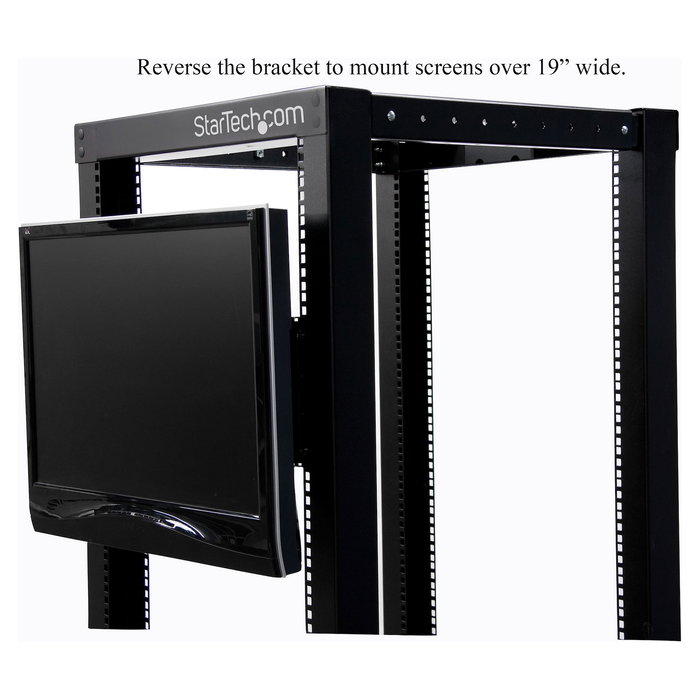 StarTech.com Soporte de montaje VESA LCD para rack de 19 pulgadas (4U) - Bracket monitor servidor, acero negro, 1.7 kg