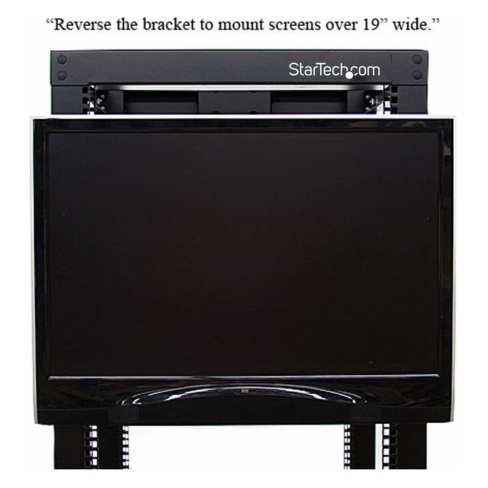 StarTech.com Soporte de montaje VESA LCD para rack de 19 pulgadas (4U) - Bracket monitor servidor, acero negro, 1.7 kg