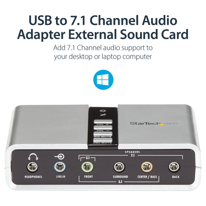StarTech Tarjeta de Sonido Externa USB 7.1 Canales con SPDIF Digital Audio Óptico Adaptador de Audio StarTech Tarjeta de Sonido Externa USB 7.1 Canales con SPDIF Digital Audio Óptico Adaptador de Audio