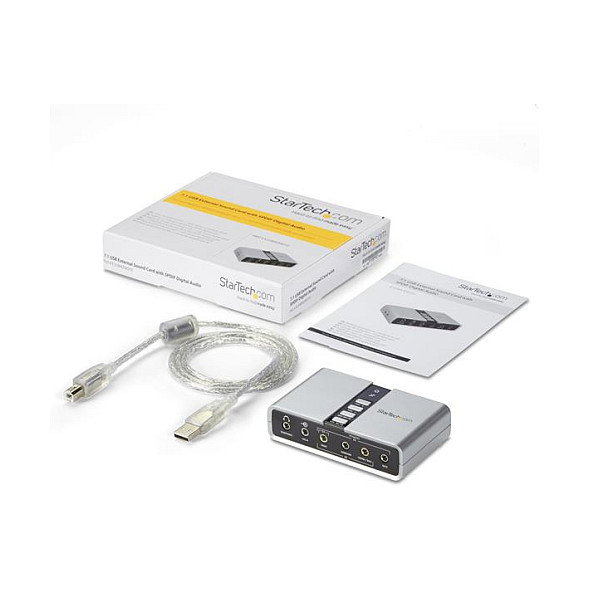 StarTech Tarjeta de Sonido Externa USB 7.1 Canales con SPDIF Digital Audio Óptico Adaptador de Audio StarTech Tarjeta de Sonido Externa USB 7.1 Canales con SPDIF Digital Audio Óptico Adaptador de Audio