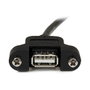 StarTech Cable Alargador USB 2.0 para Montaje en Panel, 30 cm, Tipo A Macho a Tipo A Hembra, Compatible con Dispositivos USB Tipo A y Modelo UUSBOTG