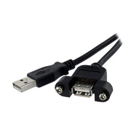 StarTech Cable Alargador USB 2.0 para Montaje en Panel, 30 cm, Tipo A Macho a Tipo A Hembra, Compatible con Dispositivos USB Tipo A y Modelo UUSBOTG