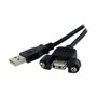 StarTech Cable Alargador USB 2.0 para Montaje en Panel, 30 cm, Tipo A Macho a Tipo A Hembra, Compatible con Dispositivos USB Tipo A y Modelo UUSBOTG
