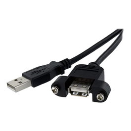 StarTech.com Cable Alargador USB 2.0 para Montaje en Panel, 30 cm, Negro