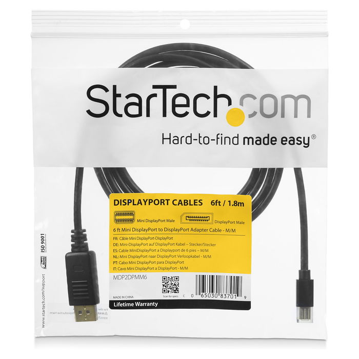 StarTech Cable Adaptador Mini DisplayPort a DisplayPort 1.2 - 1.8 m Blanco - Macho a Macho - Resolución 3840x2400 4K UHD a 120 Hz - Plug and Play StarTech Cable Adaptador Mini DisplayPort a DisplayPort 1.2 - 1.8 m Blanco - Macho a Macho - Resolución 3840x2400 4K UHD a 120 Hz - Plug and Play
