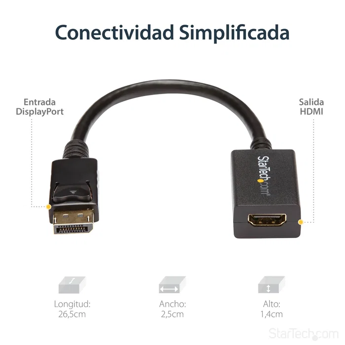 StarTech Adaptador de Vídeo DisplayPort a HDMI 26,5 cm
