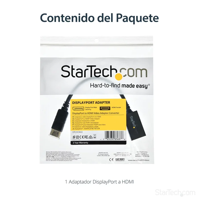 StarTech Adaptador de Vídeo DisplayPort a HDMI 26,5 cm
