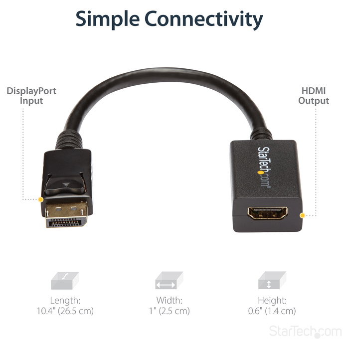 StarTech Adaptador DisplayPort a HDMI DP2HDMI2 Negro