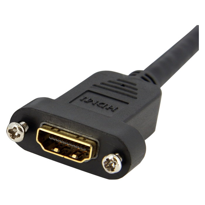 StarTech.com Cable HDMI de Montaje en Panel 0.9m, 4K UHD 30Hz, HDMI 1.4, 10.2 Gbps, Conector Hembra a Macho, 3D, ARC, Negro, Cable de Alta Velocidad