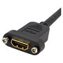 StarTech.com Cable HDMI de Montaje en Panel 0.9m, 4K UHD 30Hz, HDMI 1.4, 10.2 Gbps, Conector Hembra a Macho, 3D, ARC, Negro, Cable de Alta Velocidad