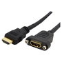 StarTech.com Cable HDMI de Montaje en Panel 0.9m, 4K UHD 30Hz, HDMI 1.4, 10.2 Gbps, Conector Hembra a Macho, 3D, ARC, Negro, Cable de Alta Velocidad