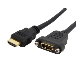 StarTech.com Cable HDMI de Montaje en Panel 0.9m, 4K UHD 30Hz, HDMI 1.4, 10.2 Gbps, Conector Hembra a Macho, 3D, ARC, Negro, Cable de Alta Velocidad