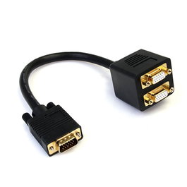 Startech Cable Splitter Divisor VGA Macho a Doble Hembra 0.3m Negro VGASPL1VV