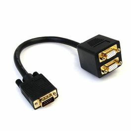 Startech Cable Duplicador Divisor de Video VGA Macho a Doble Hembra 0.30m Negro VGASPL1VV