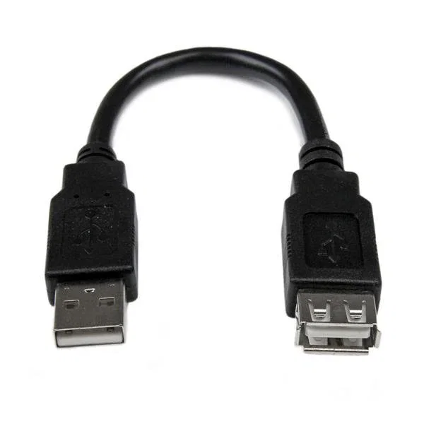 Startech Cable de extensión USB 2.0 USBEXTAA6IN, Macho A a Hembra A, Longitud 0.15m (15 cm), Negro