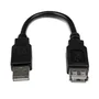 Startech Cable de extensión USB 2.0 USBEXTAA6IN, Macho A a Hembra A, Longitud 0.15m (15 cm), Negro
