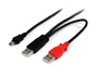 Startech Cable USB 2.0 en Y de 1,8 m con Mini-USB B a 2 x USB-A, Negro y Rojo