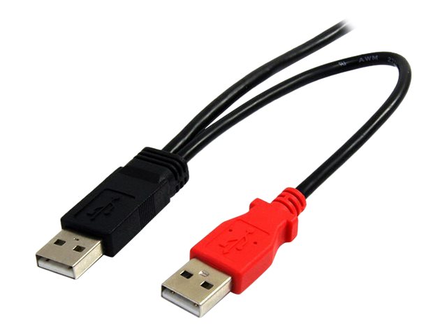 StarTech.com Cable USB 2.0 Mini USB Tipo B (Macho) a 2x USB A (Macho) en Y para Disco Duro Externo, 1.8 m, Negro - Alimentación Doble, 24/28 AWG