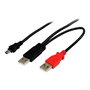 StarTech.com Cable USB 2.0 Mini USB Tipo B (Macho) a 2x USB A (Macho) en Y para Disco Duro Externo, 1.8 m, Negro - Alimentación Doble, 24/28 AWG