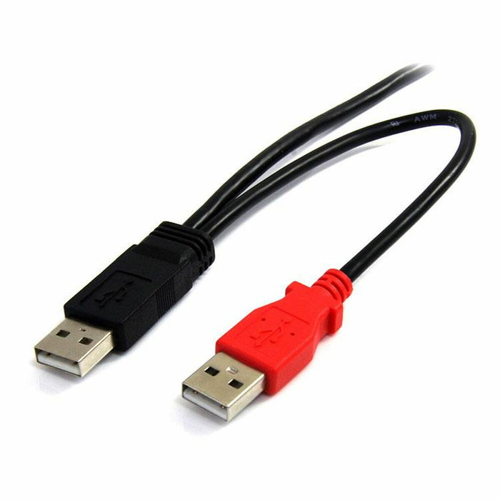 Startech Cable USB 2.0 en Y de 1,8 m con Mini-USB B a 2 x USB-A, Negro y Rojo