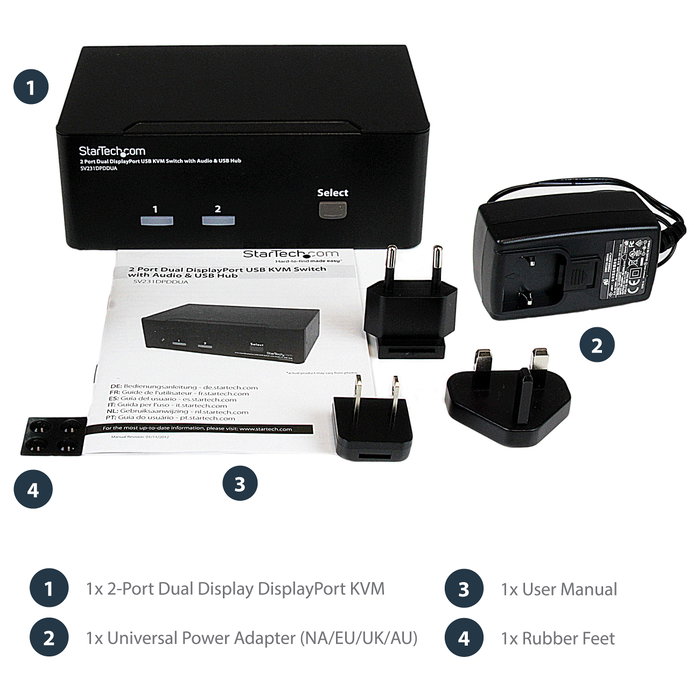 Conmutador KVM con 2 Puertos Startech SV231DPDDUA Negro Conmutador KVM con 2 Puertos Startech SV231DPDDUA Negro