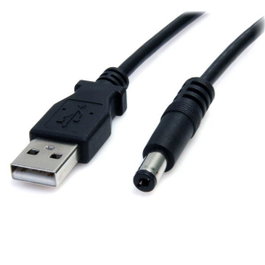 StarTech.com Cable USB-A a Conector de Barril Tipo M 5,5 mm, 0,91 m, Negro