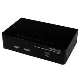 StarTech.com Conmutador KVM USB 2 Puertos con Audio y Video DisplayPort - Soporte 4K Ultra HD 3840x2400, Control para 2 Computadoras