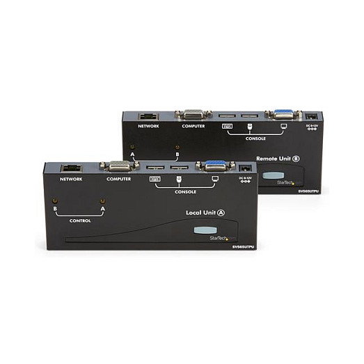 StarTech Extensor KVM por Ethernet CAT5 hasta 150m, VGA y 4 Puertos USB, Transmisor y Receptor, Plug and Play, Certificado CE/FCC/UL/TAA