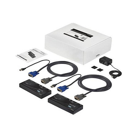 StarTech Extensor KVM por Ethernet CAT5 hasta 150m, VGA y 4 Puertos USB, Transmisor y Receptor, Plug and Play, Certificado CE/FCC/UL/TAA