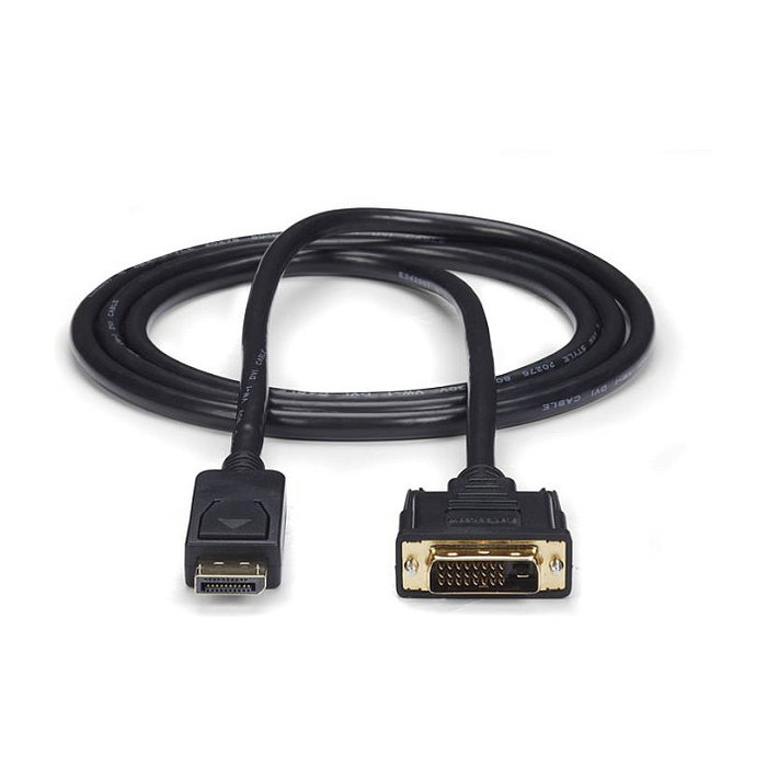 StarTech.com Cable DisplayPort a DVI-D 1.8 m, Macho a Macho, Pasivo, Hasta 1920x1200/1080p, Conector Dorado, Negro, Adaptador de Vídeo