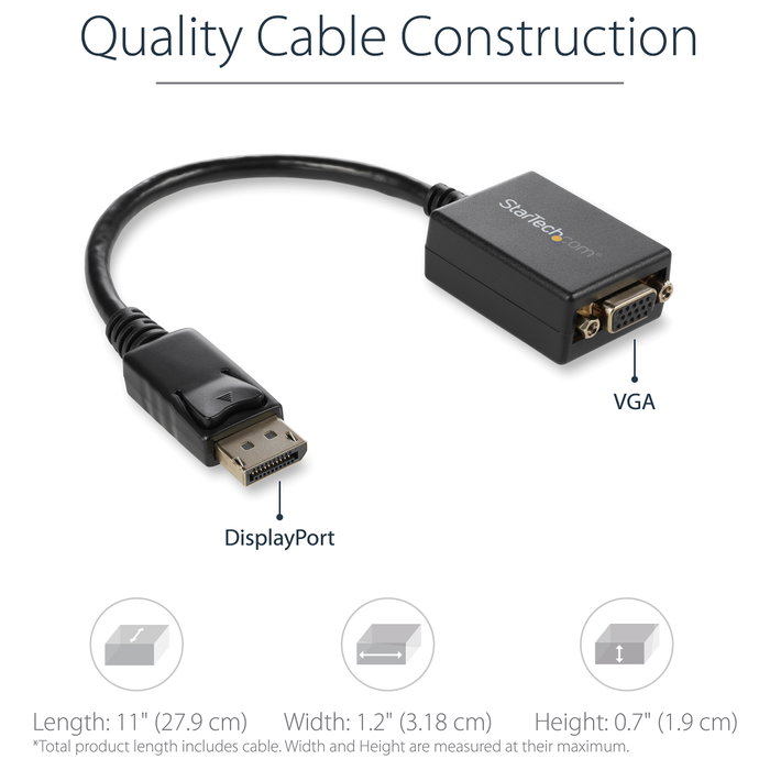 StarTech.com Adaptador DisplayPort a VGA 27,94 cm StarTech.com Adaptador DisplayPort a VGA 27,94 cm