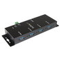 StarTech.com Concentrador USB 3.0 de 4 Puertos - Hub USB 3.2 Gen 1 de Montaje en Carril DIN, Pared o Escritorio - TAA, 5 Gbps, Negro, Acero