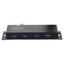 StarTech.com Concentrador USB 3.0 de 4 Puertos - Hub USB 3.2 Gen 1 de Montaje en Carril DIN, Pared o Escritorio - TAA, 5 Gbps, Negro, Acero