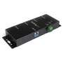 StarTech.com Concentrador USB 3.0 de 4 Puertos - Hub USB 3.2 Gen 1 de Montaje en Carril DIN, Pared o Escritorio - TAA, 5 Gbps, Negro, Acero