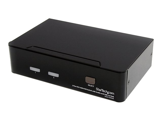 StarTech.com Switch KVM SV231DVIUA - 2 Puertos DVI, USB 2.0, Audio - Para Controlar 2 Ordenadores con un Teclado, Ratón y Monitor