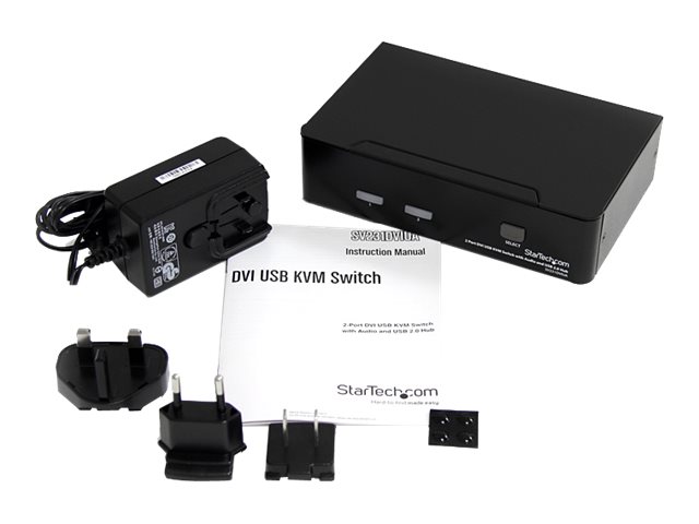 StarTech.com Switch KVM SV231DVIUA - 2 Puertos DVI, USB 2.0, Audio - Para Controlar 2 Ordenadores con un Teclado, Ratón y Monitor