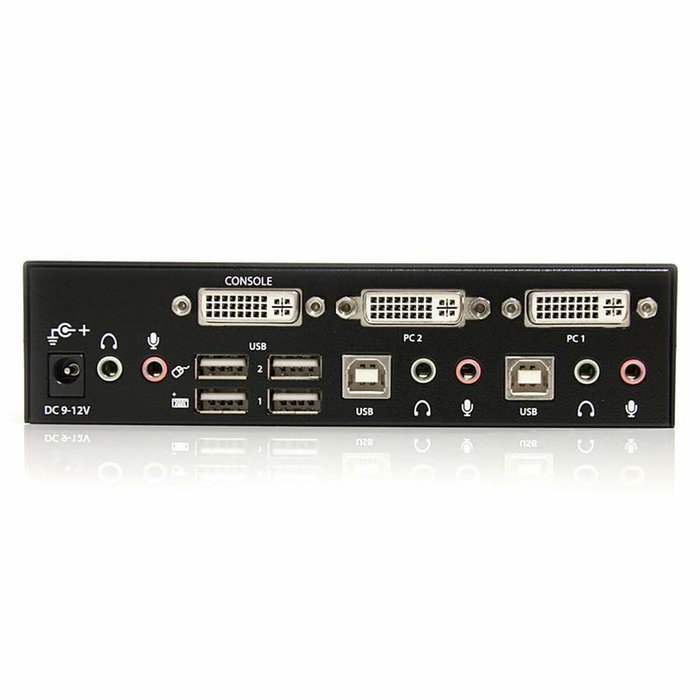 StarTech.com Conmutador Switch KVM con 2 puertos USB 2.0, Audio y Vídeo DVI, Negro